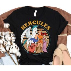 retro disney hercules group characters vintage t-shirt, wdw magic kingdom, disneyland epcot family vacation matching bir