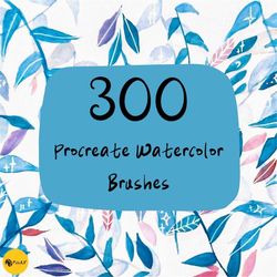 300 procreate watercolor brushes, procreate watercolor brushes, procreate brushes watercolor, procreate water stamps,pro
