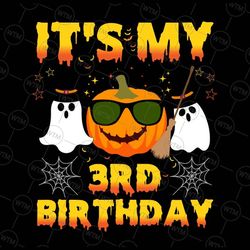 halloween birthday it's my 3rd birthday png, fall birthday party, thanksgiving birthday png, pupmkin fall kids png digit