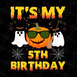 halloween birthday it's my 5th birthday png, fall birthday party, thanksgiving birthday png, pupmkin fall kids png digit