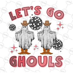 let's go ghouls disco ball ghost spooky halloween party halloween png, spooky designs, ghost png, boho, retro halloween