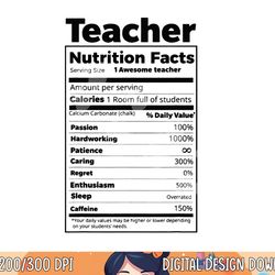 thanksgiving christmas funny teacher nutrition facts labels png, sublimation copy