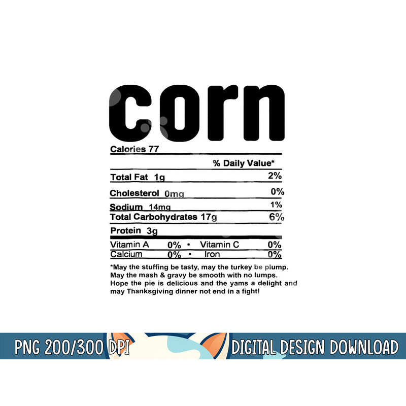Thanksgiving Corn Nutritional Facts png, sublimation.jpg