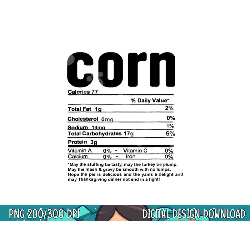 Thanksgiving Corn Nutritional Facts  png, sublimation.jpg