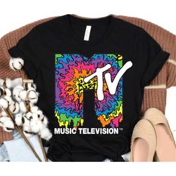 classic mtv logo melting tie dye t-shirt, mtv logo tee, disneyland epcot family vacation trip shirt, magic kingdom, walt