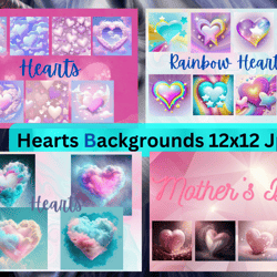 Big Bundles of Hearts Backgrounds,Rainbow, mothers day, pastel hearts,beach,clouds,valentine, love,christmas,Jpg