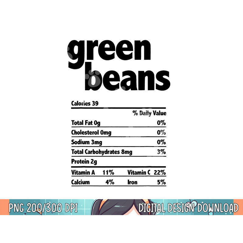 Thanksgiving Xmas Costume Nutrition Facts Green Beans png, sublimation.jpg