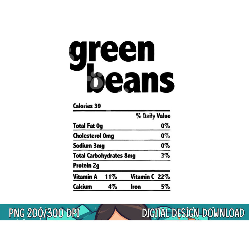 Thanksgiving Xmas Costume Nutrition Facts Green Beans png, sublimation copy.jpg