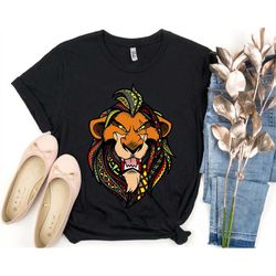 disney the lion king scar pattern fill head shot portrait t-shirt, scar villain tee, disneyland vacation shirt unisex ad