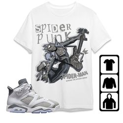 aj 6 cool grey unisex t-shirt, tee, sweatshirt, hoodie, spider punk, shirt to match sneaker
