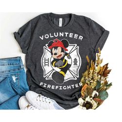 disney mickey and friends mickey mouse volunteer firefighter t-shirt, disneyland epcot family trip shirts, magic kingdom