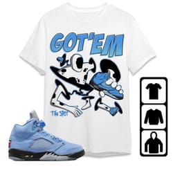 aj 5 university blue unisex t-shirt, tee, sweatshirt, hoodie, got em spot, shirt to match sneaker
