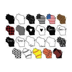 wisconsin state svg, wisconsin state clipart, wisconsin state silhouette cut files for cricut, wisconsin outline