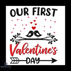 our first valentine day svg, valentine svgbird svg, couple svg, heart svg