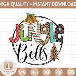Jingle Bells clipart, Christmas PNG, Christmas png file for sublimation printing, leopard christmas tree clipart