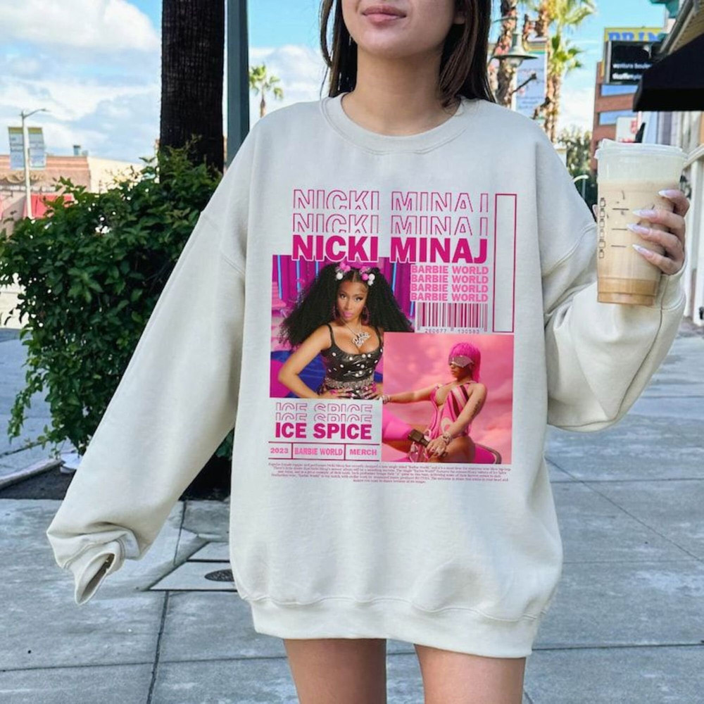 Nicki Minaj x Ice Spice Barbi World T-Shirt, Nicki Minaj Rapper Sweatshirt, Rap Hip Hop Tee, Music Merch Concert, Gift For Fan - 2.jpg