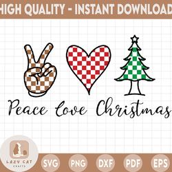 peace love christmas svg, christmas tree svg, christmas design svg, brushstroke, christmas svg png dxf digital download