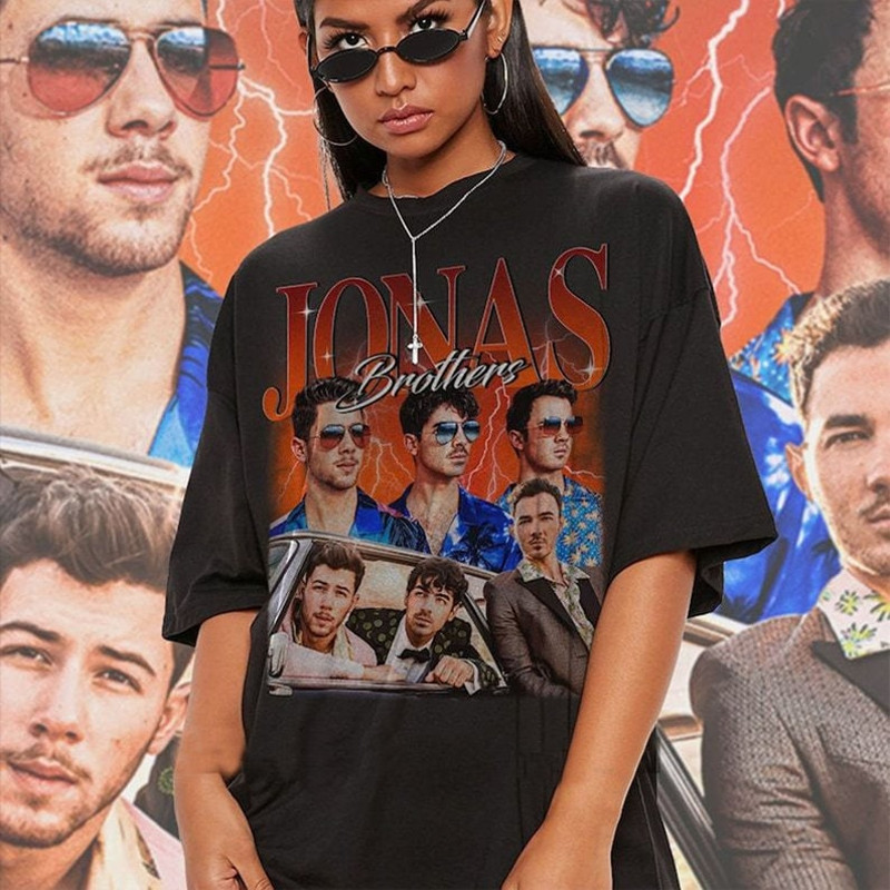 Vintage Jonas Brothers Band T-Shirt, Five Album One Night Tour 2023 Sweatshirt, Jonas Brother Merch, Joe Jonas Concert, Gift For Fan - 1.jpg