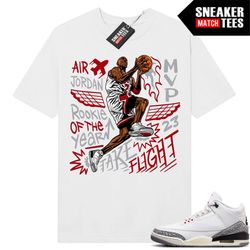 white cement 3s to match sneaker match tees white 'mj take flight'
