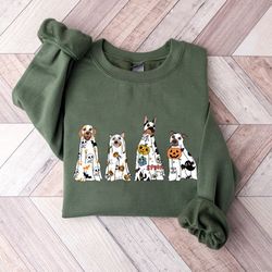 ghost dogs sweatshirt, retro spooky season, ghost sweatshirt, ghost dogs halloween crewneck, fall ha
