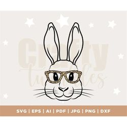 easter bunny with glasses, kid's easter design, bunny with glasses, bunny with glasses svg, cute easter svg, easter svg,