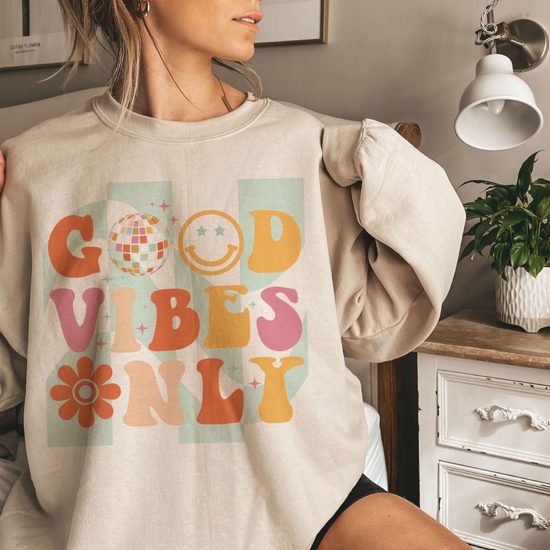 Good Vibes Only SVG PNG Sublimation, Hippie svg, Good vibes svg, Flower power svg, Retro svg, Inspiration svg, Positivity svg, Cricut - 1.jpg