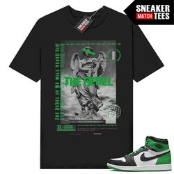 lucky green 1s  sneaker match tees black 'rebel'