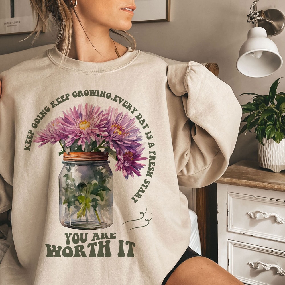 Positive Aesthetic SVG PNG Keep Going, Self love Svg Motivational Quote Wildflower Svg, Boho Png, Manifest Svg Worthy Svg Front and back Svg - 1.jpg