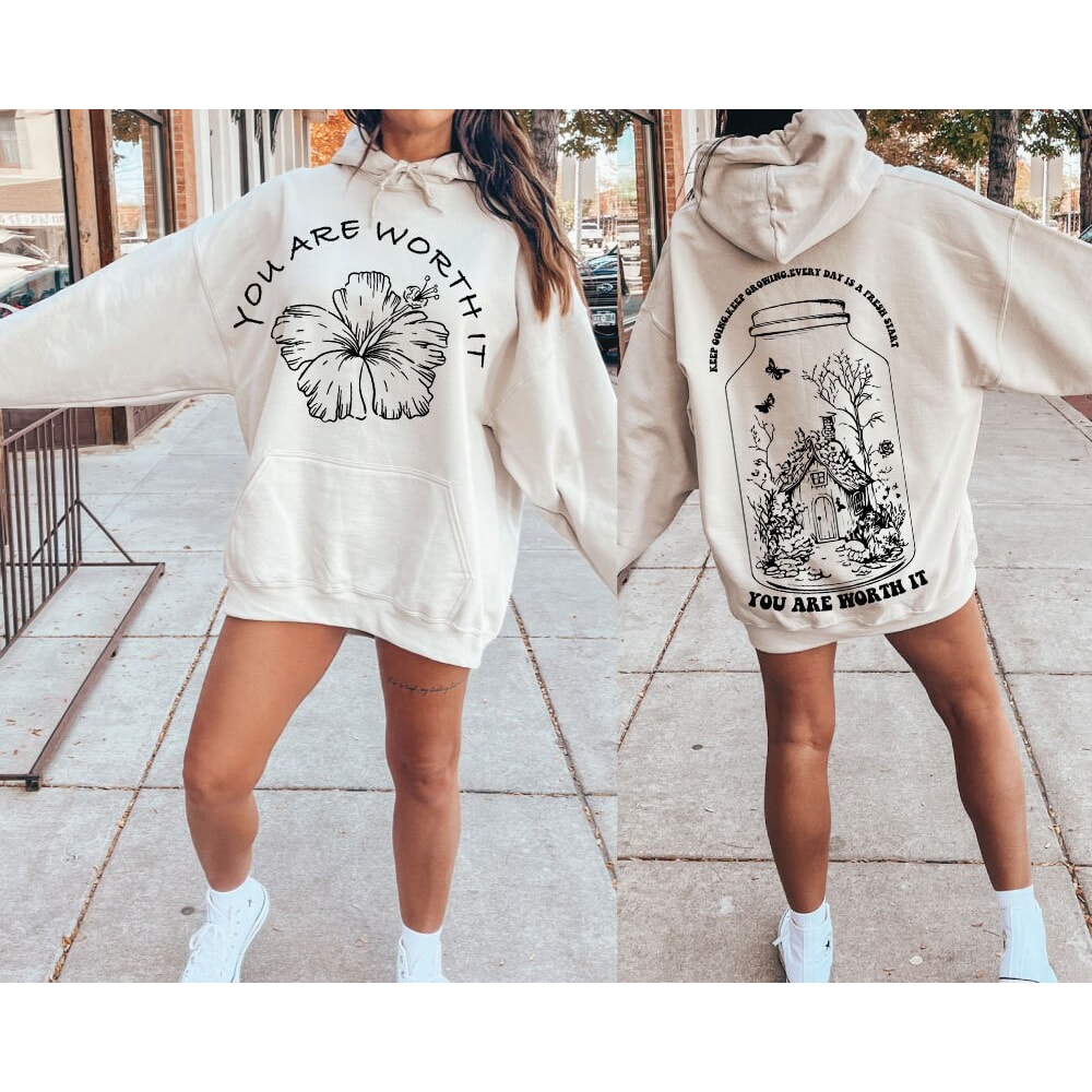 Positive Aesthetic SVG PNG Keep Going, Self love Svg Motivational Quote Wildflower Svg, Boho Png, Manifest Svg Worthy Svg Front and back Svg - 3.jpg