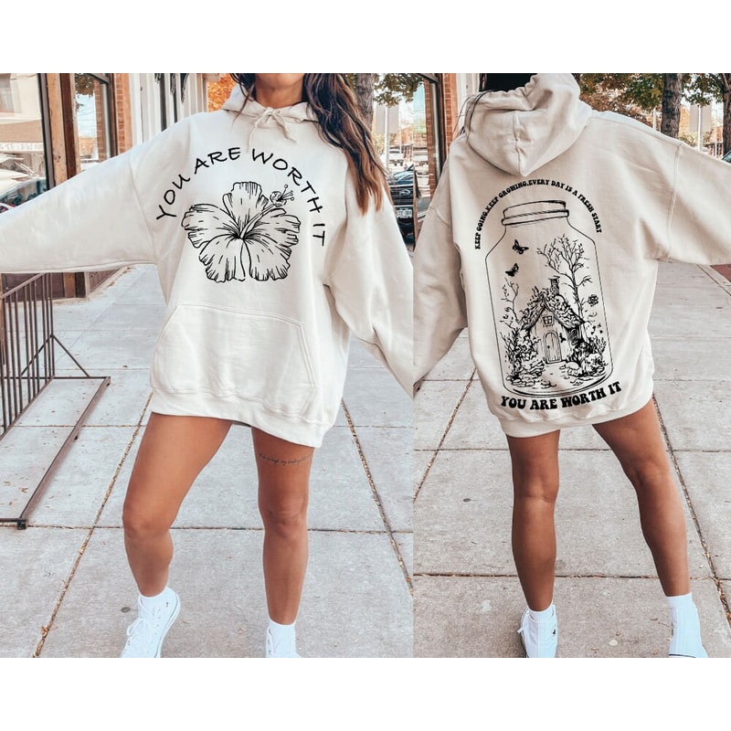 Positive Aesthetic SVG PNG Keep Going, Self love Svg Motivational Quote Wildflower Svg, Boho Png, Manifest Svg Worthy Svg Front and back Svg - 3.jpg