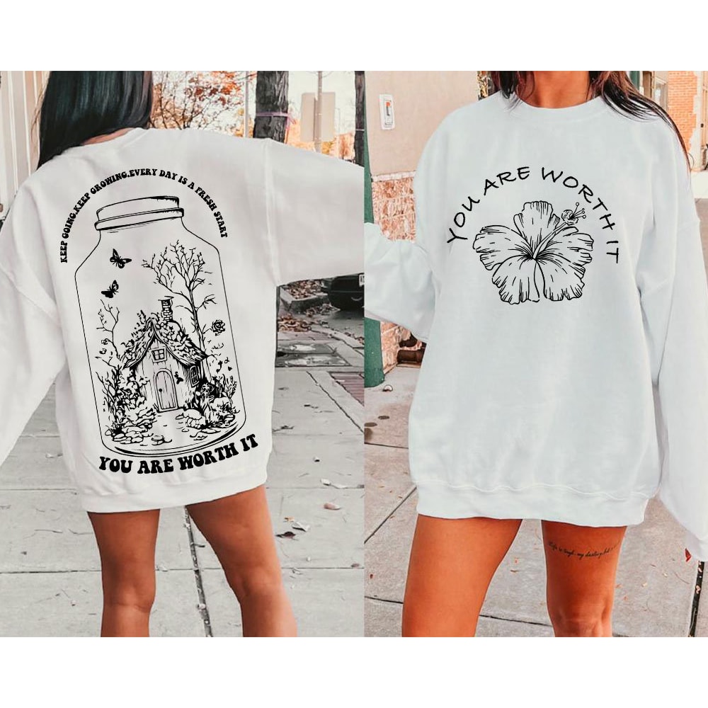 Positive Aesthetic SVG PNG Keep Going, Self love Svg Motivational Quote Wildflower Svg, Boho Png, Manifest Svg Worthy Svg Front and back Svg - 4.jpg