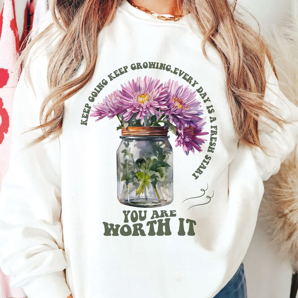 Positive Aesthetic SVG PNG Keep Going, Self love Svg Motivational Quote Wildflower Svg, Boho Png, Manifest Svg Worthy Svg Front and back Svg - 3.jpg