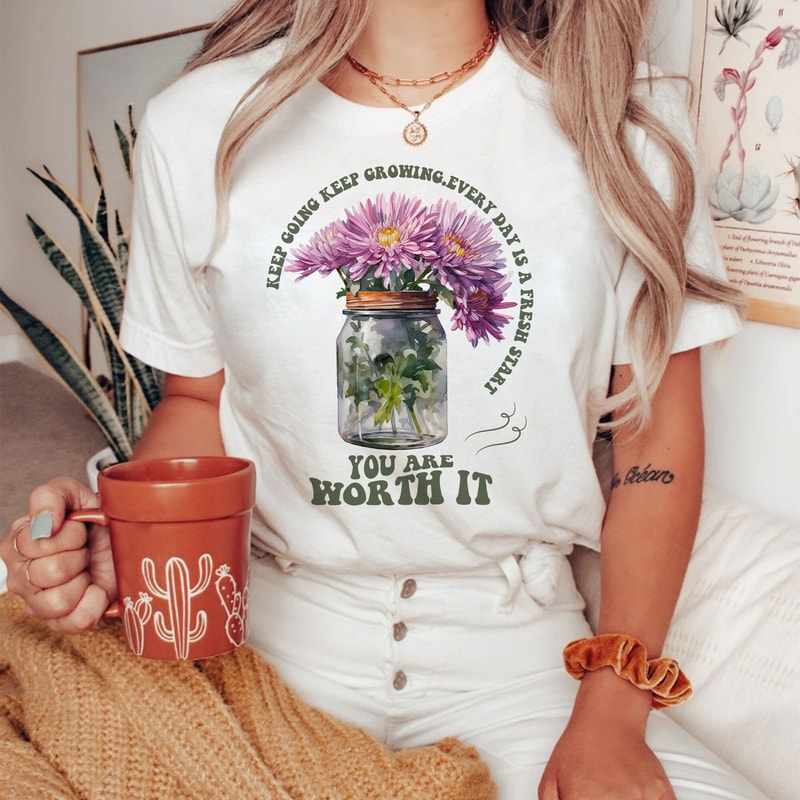 Positive Aesthetic SVG PNG Keep Going, Self love Svg Motivational Quote Wildflower Svg, Boho Png, Manifest Svg Worthy Svg Front and back Svg - 4.jpg