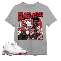 aj 13 wolf grey unisex color t-shirt, tee, black heroes, shirt to match sneaker