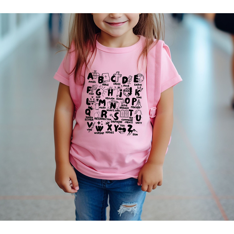 Biblical Toddler Tee, Biblical Alphabet T-shirt, Bible Verse Baby Bodysuit, Christian Toddler Shirts, Religious Kids Shirt - 2.jpg
