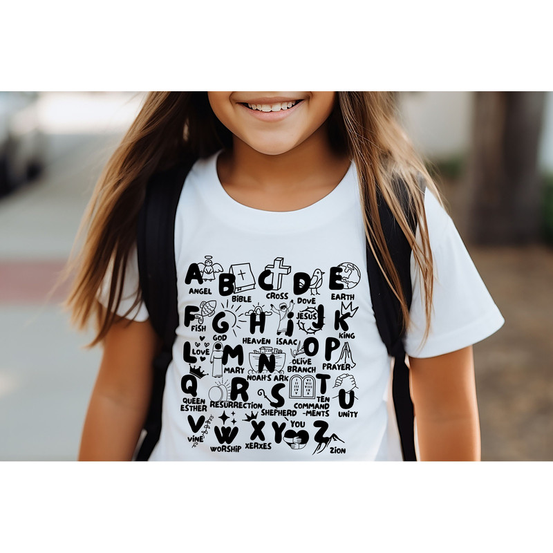 Biblical Toddler Tee, Biblical Alphabet T-shirt, Bible Verse Baby Bodysuit, Christian Toddler Shirts, Religious Kids Shirt - 3.jpg