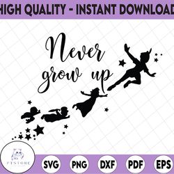 never grow up, peter pan movie disney svg, disney mickey and minnie svg,quotes files, svg file, disney png file, cricut