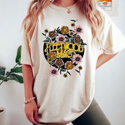 fleetwood mac tshirt, floral retro band graphic tee,distressed band rock and roll shirt,rock band sw