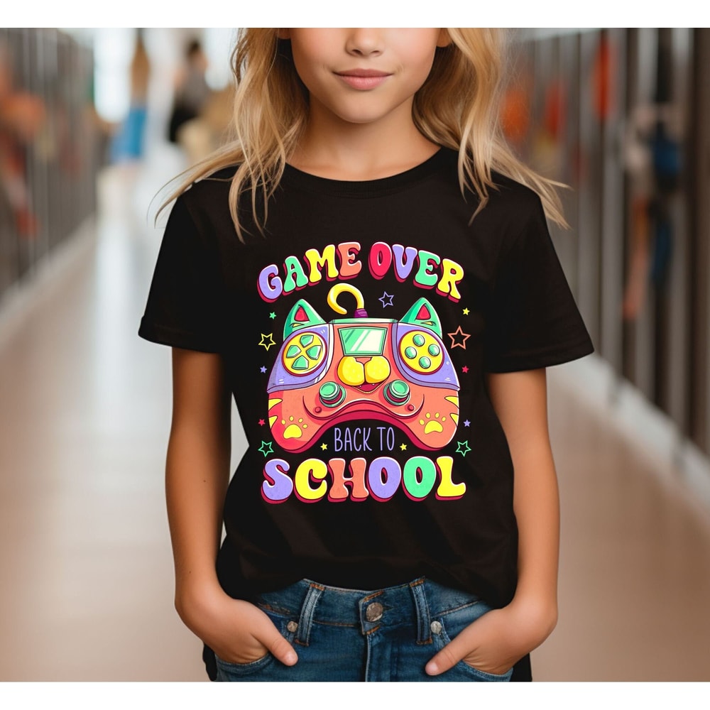 Game Over Shirt, Gamer Shirt, Happy First Day of School, Back to School, Student Shirt, Gift For Kids, Custom Kid Shirt, Student Gift - 1.jpg