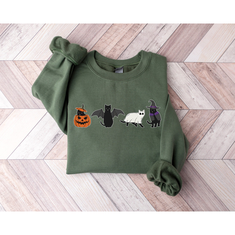 Halloween Black Cat Sweatshirt, Cat Halloween Shirt, Spooky Ghost Cat Shirt, Funny Halloween Cat Shirt, Halloween Gifts for Cat Lovers, - 1.jpg