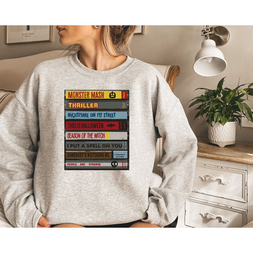 Halloween Music Cassette Tape Sweatshirt, Halloween Songs Shirt, Halloween Gifts for Music Lover, Halloween Music Shirt, Spooky Season Shirt - 1.jpg