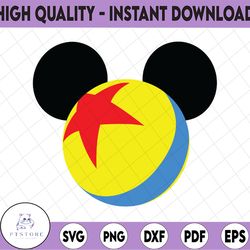 pixar luxo ball with mickey ears disney svg, disney mickey and minnie svg,quotes files, svg file, disney png file, cricu