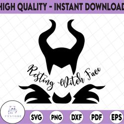 maleficent svg, resting witch face svg, disney witch svg, cutting files for cricut silhouette, instant download