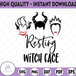 resting witch face svg, ursula maleficent evil queen funny halloween svg, women halloween svg  svg file, witch cut file