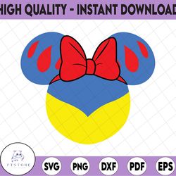 snow white mouse ears svg, snow white svg, eps, dxf, png cutfiles for cricut silhouette cameo, snow white mickey ears