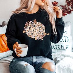 retro pumpkin shirt, thanksgiving pumpkin shirt, fall season pumpkin sweatshirt, autumn shirt, fall