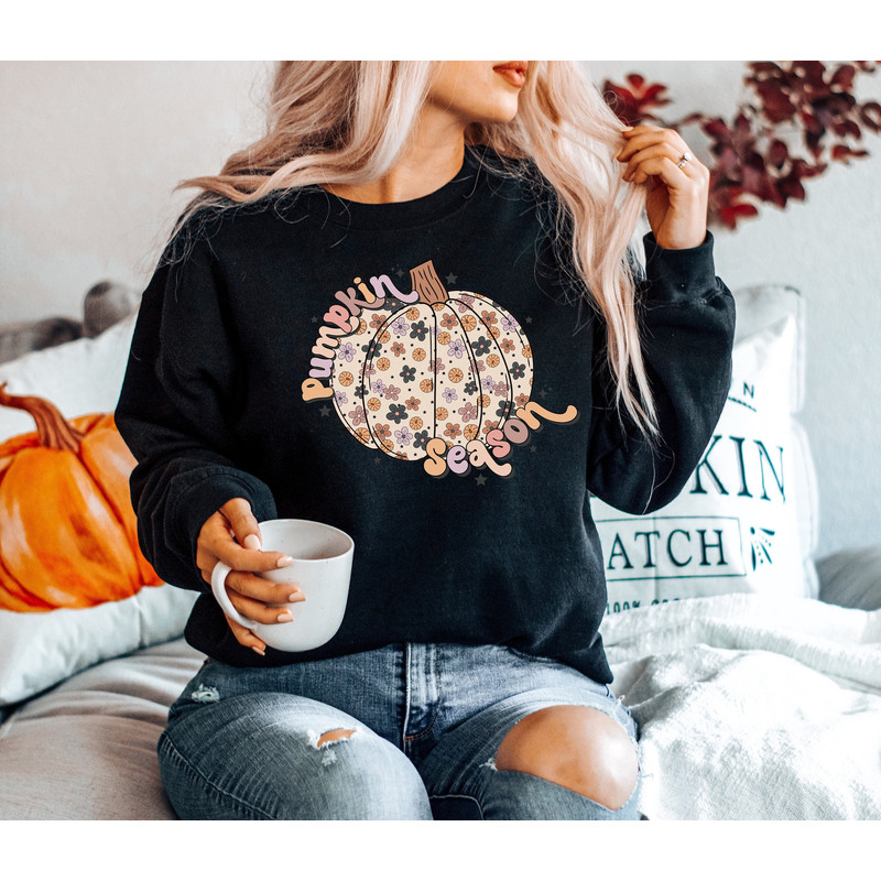 Retro Pumpkin Shirt, Thanksgiving Pumpkin Shirt, Fall Season Pumpkin Sweatshirt, Autumn Shirt, Fall Vibes Pumpkin Shirt, Cute Pumpkin Shirt - 1.jpg