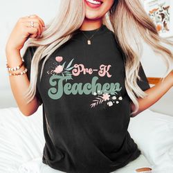 retro wild flower pre k teacher shirt, botanical prek teacher shirts, fall teacher tshirt, pre-k tea