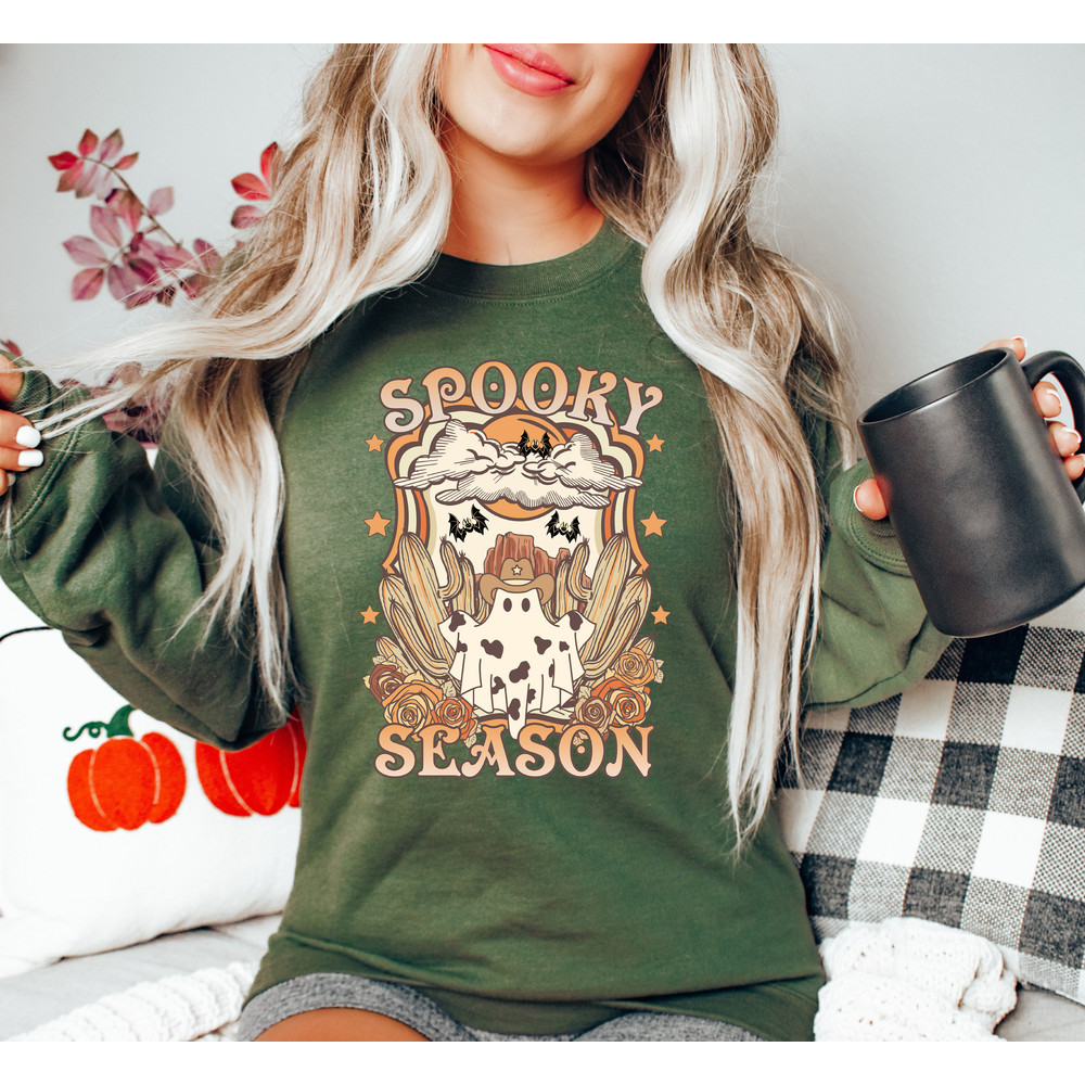 Spooky Season Halloween Ghost Shirt, Western Halloween Ghost Sweatshirt, Boo Haw Shirt, Spooky Season Ghost Shirt Halloween Gifts, Ghost Tee - 2.jpg
