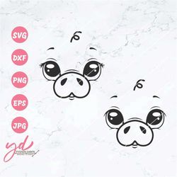 cute pig faces svg png | pig svg | pig faces svg | cute baby pig svg | male female piglet svg | cute pig piglet farm ani